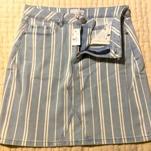 LOFT Jean skirt: light denim with stripe